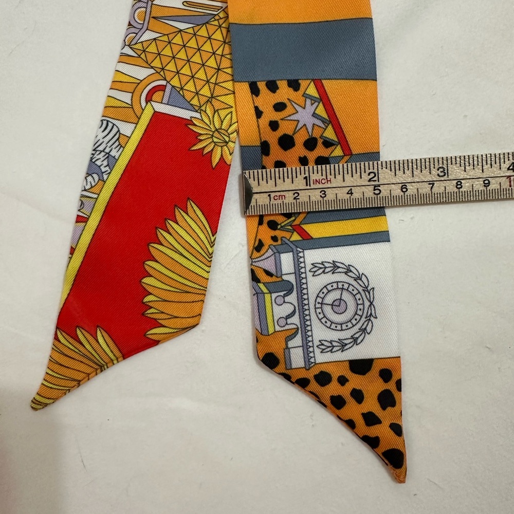 ORANGE LEOPARD CHEETAH PRINT SKINNY SCARF BAG HANDLE WRAP TIE PURSE HAIR RIBBON - Picture 10 of 11